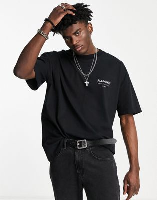 AllSaints underground t-shirt in black  - ASOS Price Checker