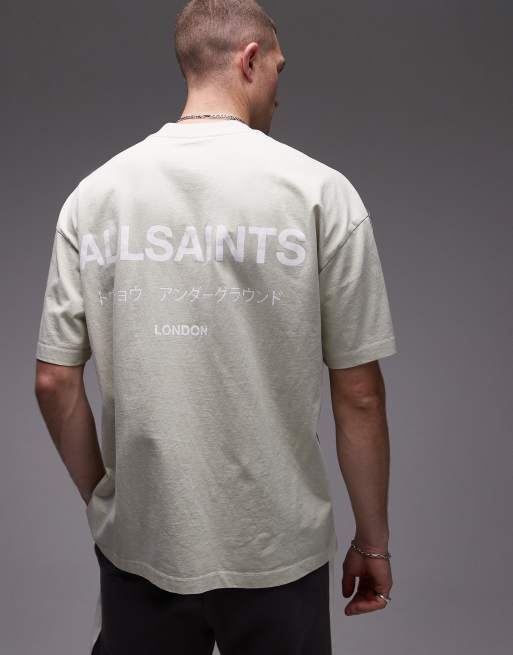 Allsaints – Underground – T-Shirt in Schiefergrün