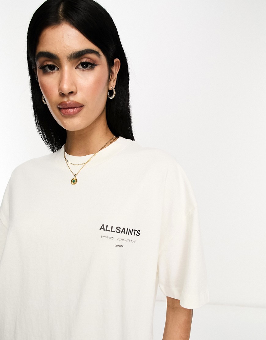 Underground - T-shirt oversize bianca con logo sul retro-Bianco - AllSaints T-shirt donna  - immagine3