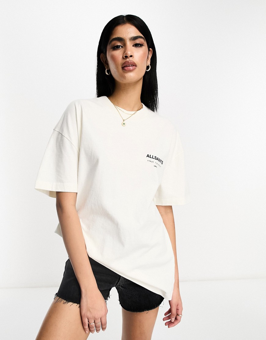 Underground - T-shirt oversize bianca con logo sul retro-Bianco - AllSaints T-shirt donna  - immagine1