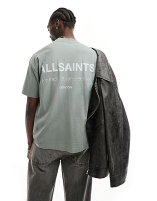 AllSaints Underground oversized t-shirt in metallic grey - ASOS Price Checker