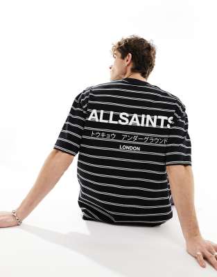 AllSaints - Underground - T-shirt oversize - Noir rayé