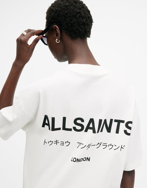 AllSaints - Underground - T-shirt ras de cou à manches courtes - Blanc Ashen