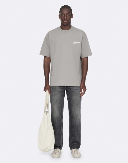 AllSaints Underground t-shirt ras de cou à manches courtes en gris galet, 2 de 7