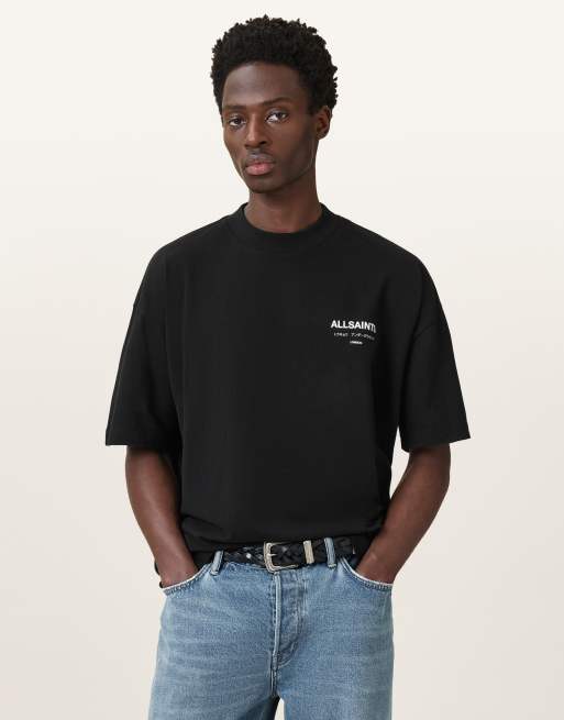 AllSaints - Underground - T-shirt ras de cou à manches courtes - Noir de jais/bleu
