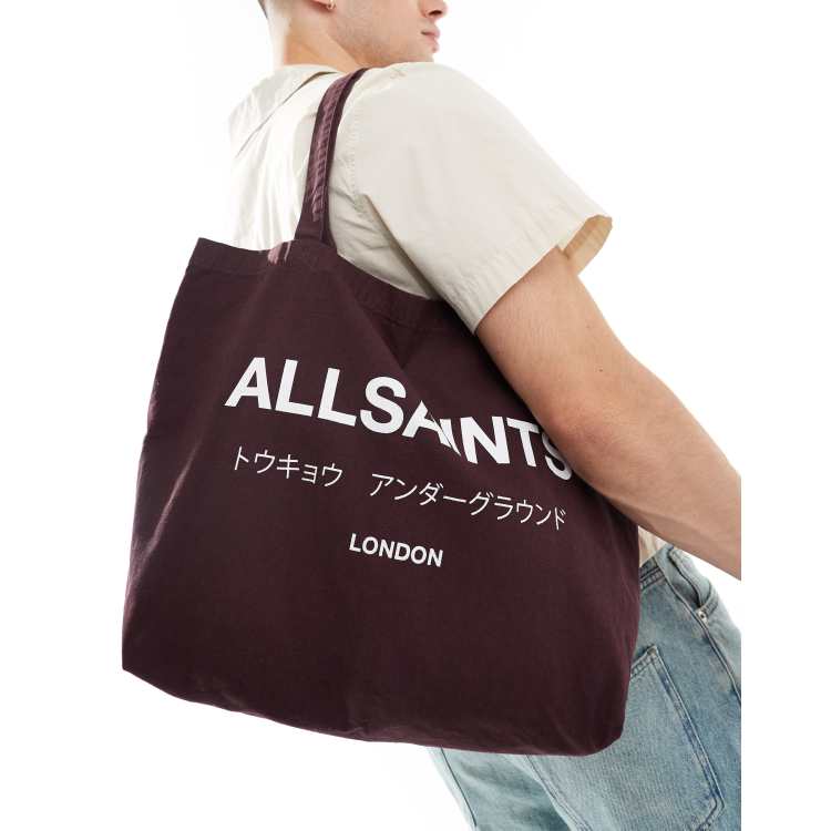 AllSaints Underground tote bag in burgundy exclusive to asos ASOS - Main Image