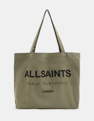 AllSaints Underground tote bag in khaki