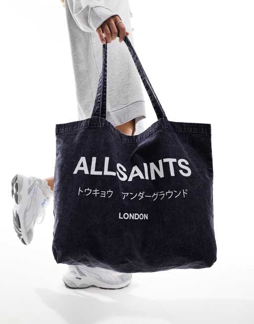 AllSaints - Underground - Tote-taske i syrevasket denim
