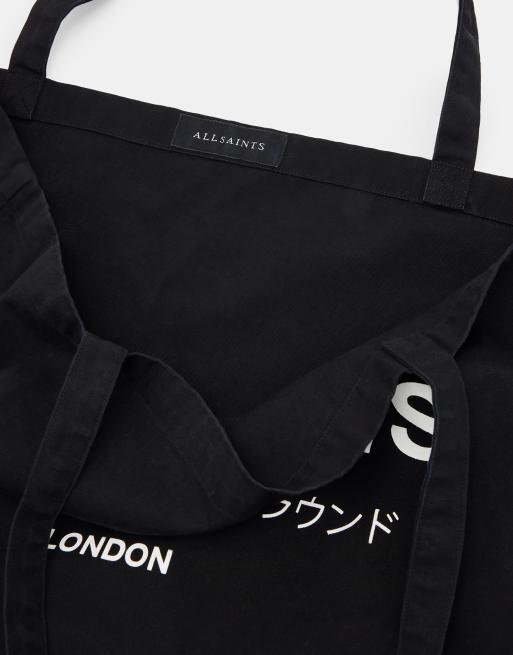AllSaints Underground unisex shopper tote bag in black