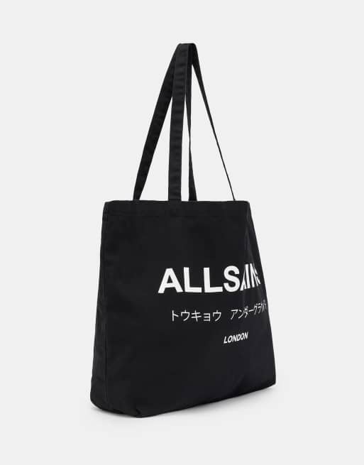 AllSaints Underground unisex shopper tote bag in black
