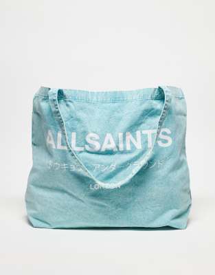 AllSaints - Underground - Unisex-Tragetasche in Blau mit Acid-Print