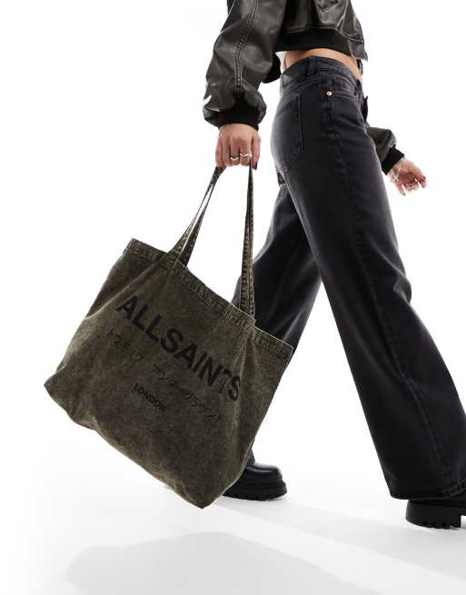 AllSaints – Underground – Zielona torba typu tote z efektem sprania, 2 z 4