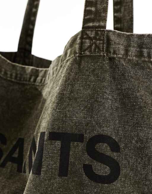 AllSaints – Underground – Zielona torba typu tote z efektem sprania, 3 z 4