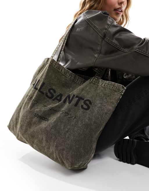 AllSaints – Underground – Zielona torba typu tote z efektem sprania, 4 z 4