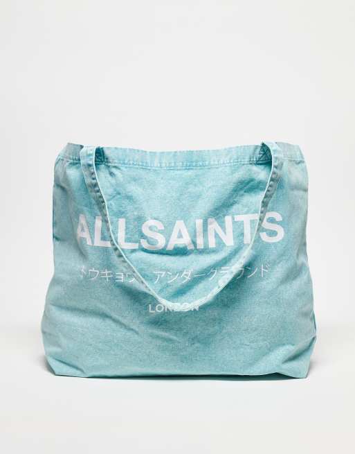 AllSaints Undrground unisex acid tote bag in blue | ASOS