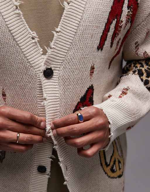 Allsaints Unisex jay cardigan in ecru white