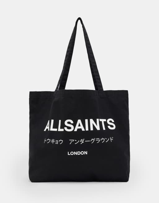 AllSaints Unisex – Underground – Czarna torba shopper typu tote