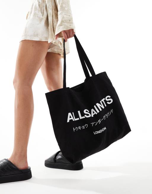AllSaints Unisex – Underground – Czarna torba typu tote z efektem sprania, 3 z 4