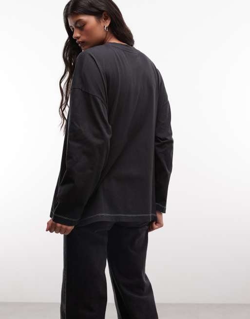 AllSaints - Untruly Susie - T-shirt manches longues à logo graphique - Noir, 3 de 4