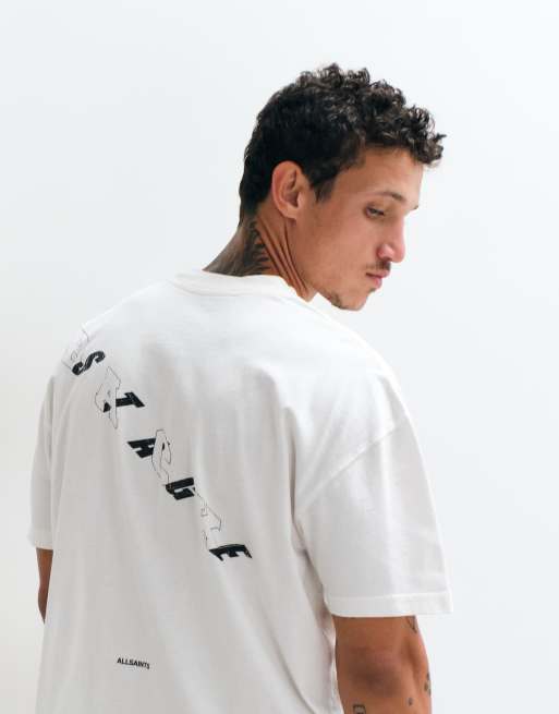 AllSaints - Upstaged - T-shirt bianca a maniche corte con logo grafico