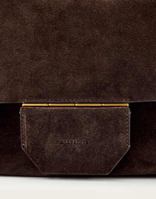 AllSaints - Ursa - Borsa stile cartella in camoscio marrone, 4 di 4