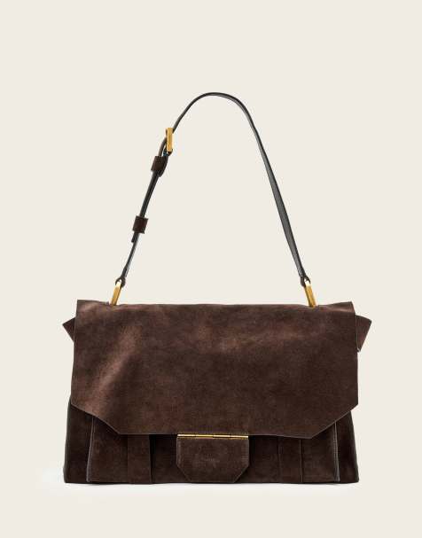 Allsaints  Ursa suede satchel bag in brown - view 1