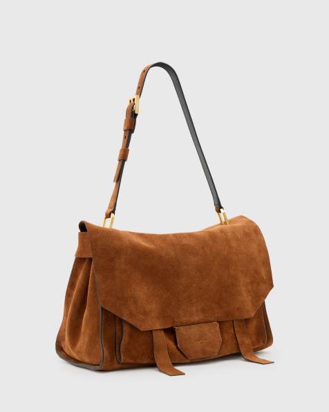 Allsaints ursa suede satchel  in brown - view 1