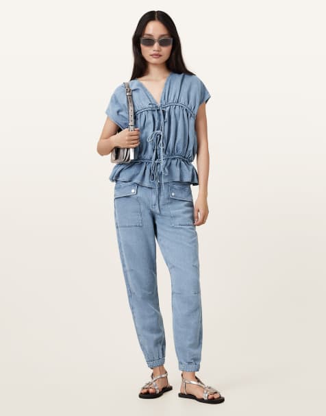Allsaints val trouser in light blue - view 1