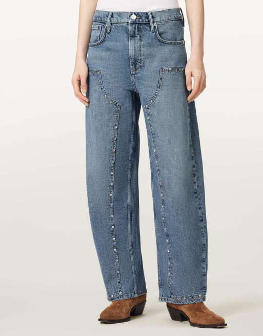 AllSaints - vaquero Sadie con tachuelas en índigo claro, 4 de 7