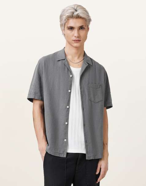 AllSaints – Veda – Kurzärmliges Hemd in Pillar-Grau - view 1