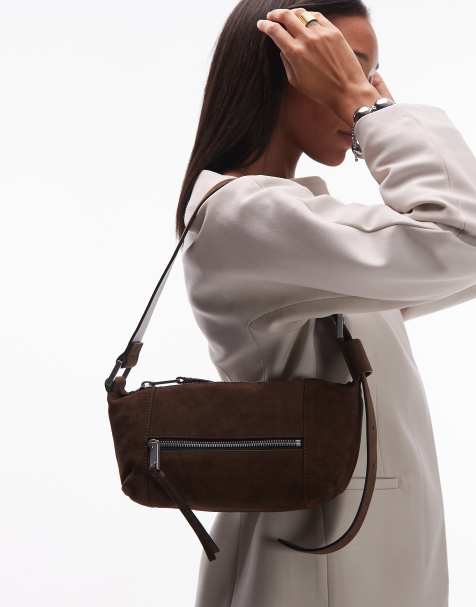 AllSaints - Vega - Brun mini-skuldertaske i ruskind - view 1