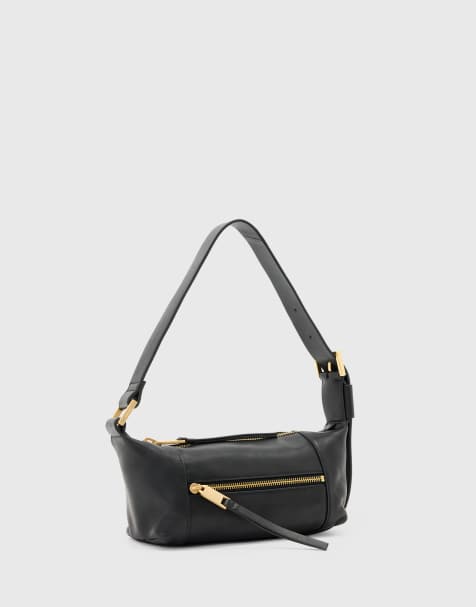 AllSaints - Vega - Leren minischoudertas in zwart - view 1