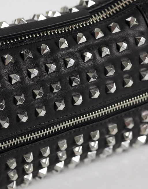 AllSaints Vega mini embellished shoulder bag in black/silver, 2 of 4