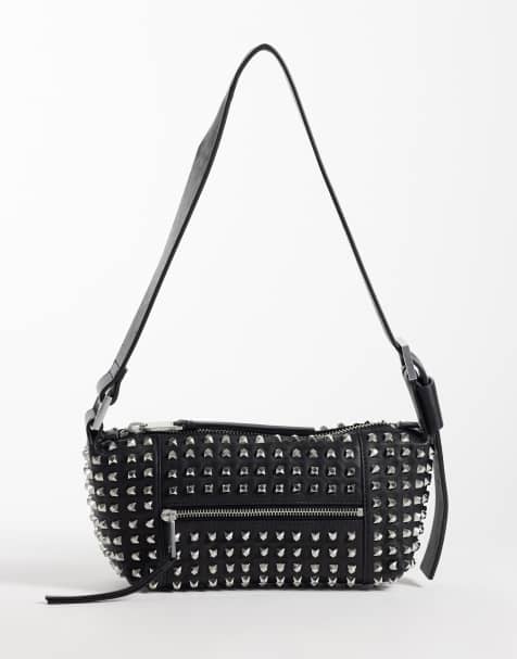 AllSaints Vega Mini Schultertasche mit Verzierungen in Schwarz/Silber - view 1