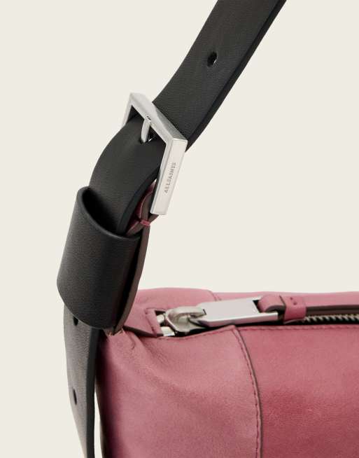 AllSaints vega mini shoulder bag in raspberry pink, 4 of 4