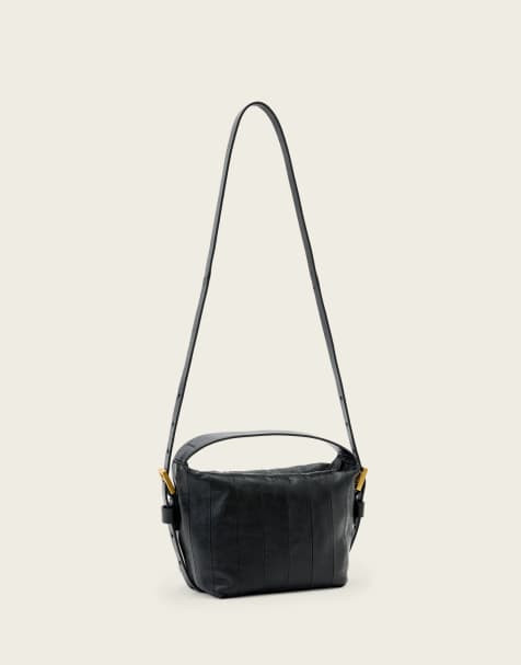 AllSaints Vega paneled leather purse in black - view 1