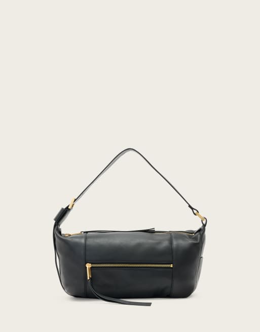 AllSaints – Vega – Schultertasche in Schwarz
