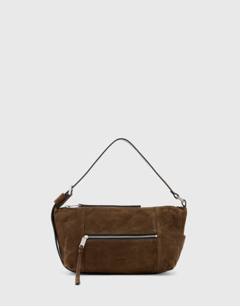 AllSaints Vega suede shoulder bag in brown - view 1