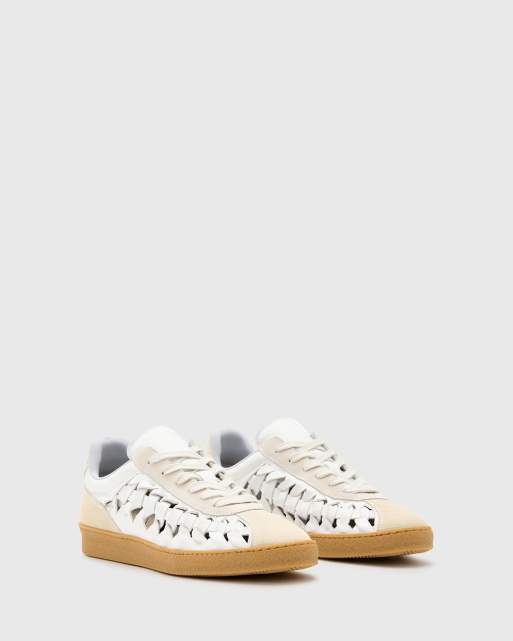 AllSaints - Velma - Sneakers intrecciate in pelle bianco gesso, 4 di 5