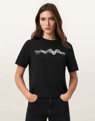 AllSaints - Vena Lisa - T-Shirt in Schwarz