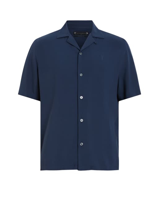 AllSaints - Venice - Chemise à manches courtes - Bleu minuit