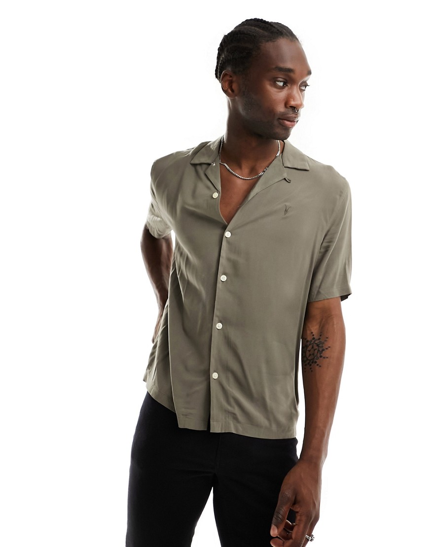 AllSaints Venice short sleeve shirt in brown