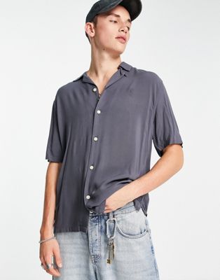 AllSaints Venice short sleeve shirt in pipe grey