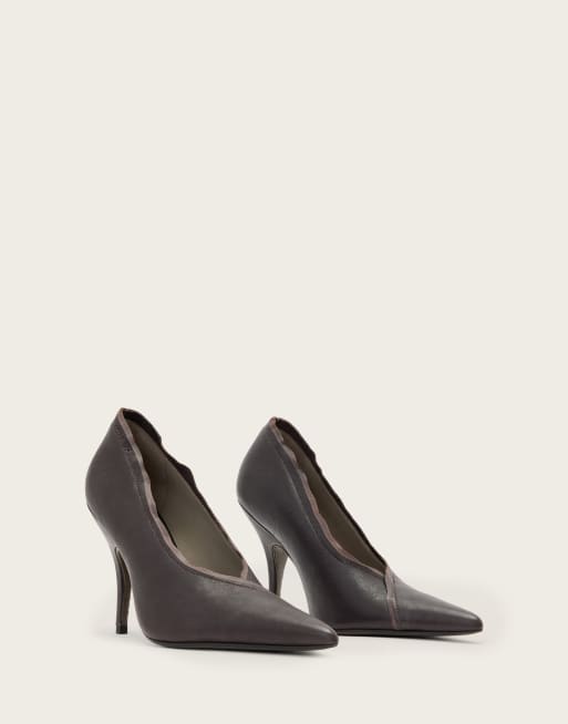 AllSaints Vera Court leather heel in dark brown, 2 of 4