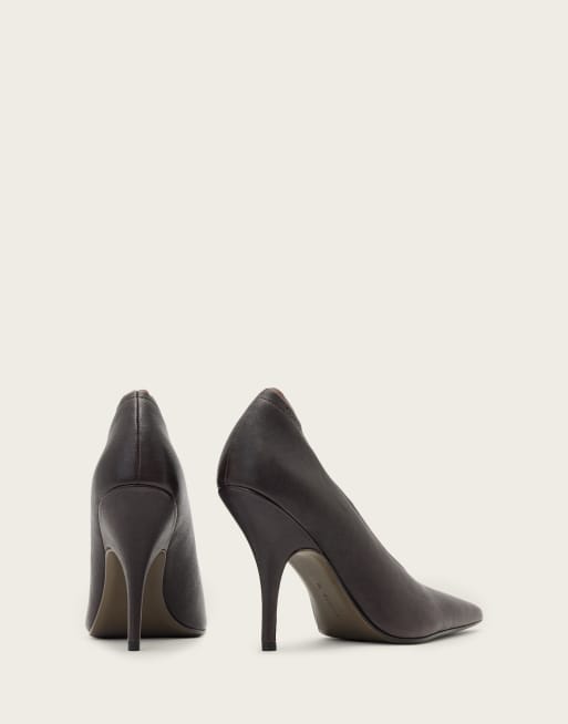 AllSaints Vera Court leather heel in dark brown, 3 of 4