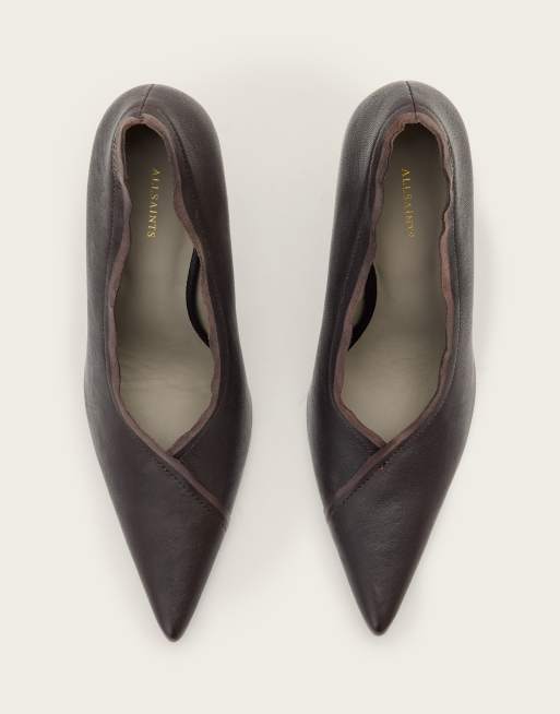 AllSaints Vera Court leather heel in dark brown, 4 of 4