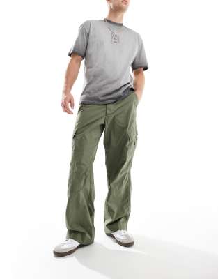 Verge straight leg cargo pants in khaki-Green