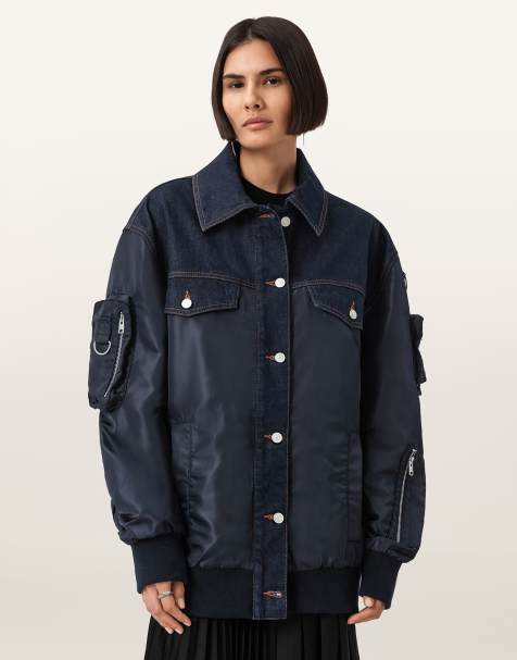 AllSaints – Verity – Bomberjacke in Marineblau - view 1