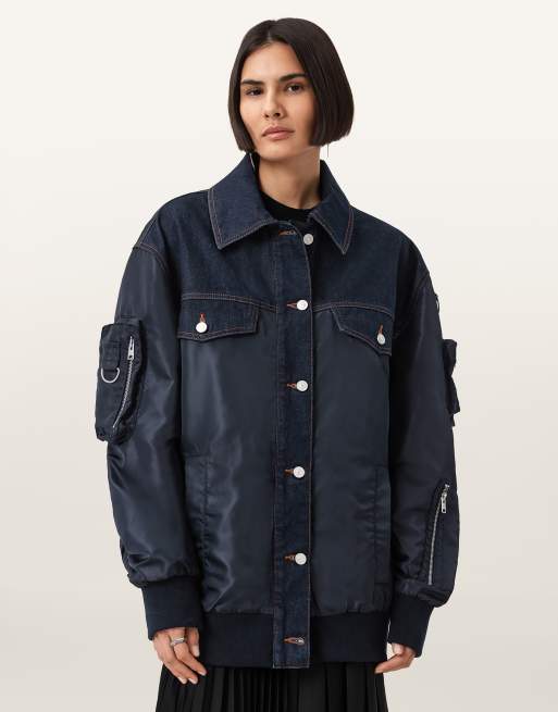 AllSaints – Verity – Bomberjacke in Marineblau