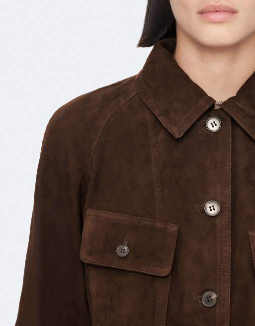 AllSaints veste en daim Roiya marron fango, 5 de 6